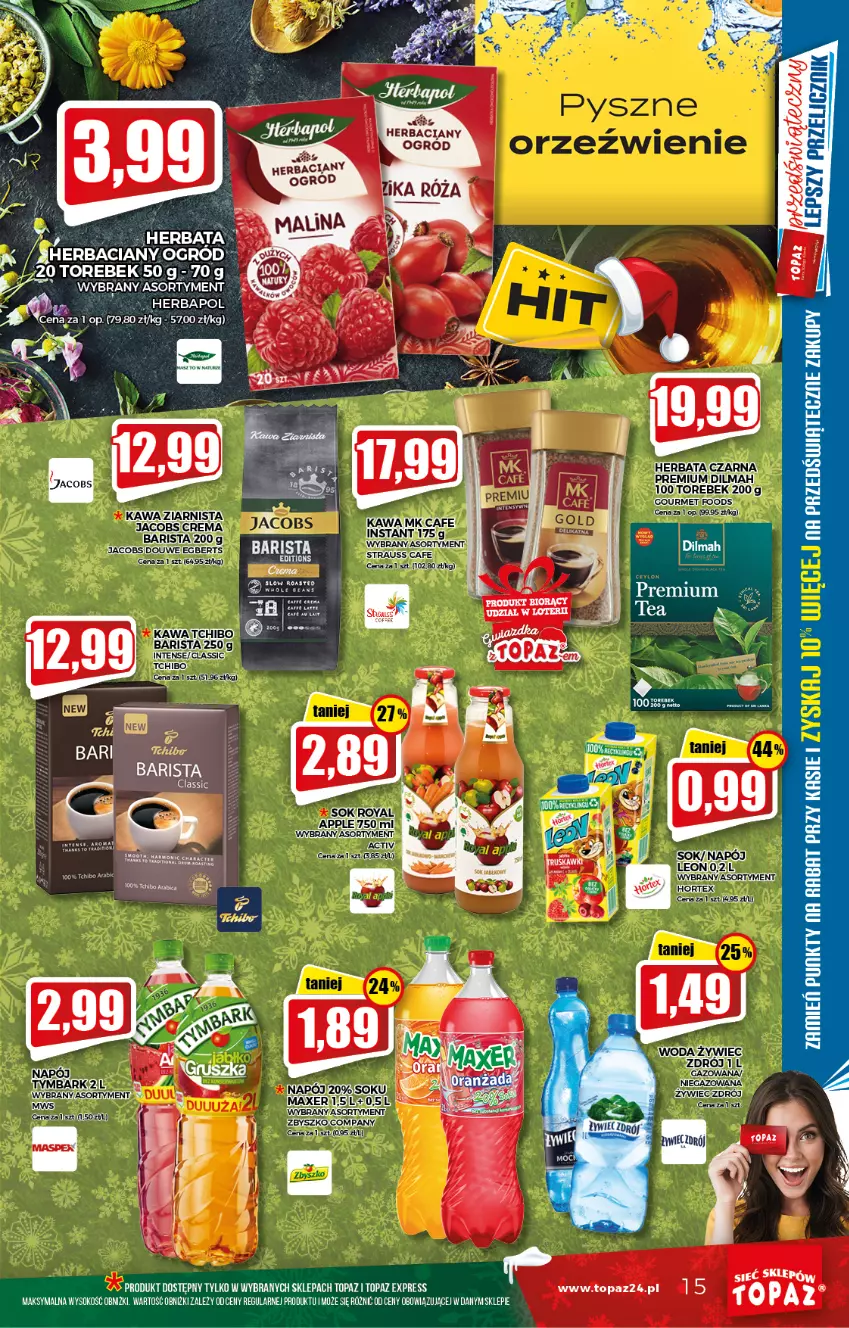 Gazetka promocyjna Topaz - Gazetka - ważna 02.12 do 08.12.2021 - strona 15 - produkty: Gra, Herbaciany ogrod, Herbapol, Kawa, Napój, Ogród, Sok, Tchibo, Top, Woda