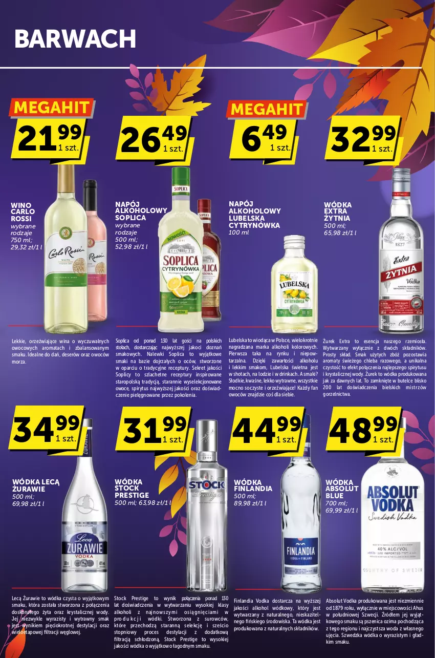 Gazetka promocyjna ABC - ważna 19.10 do 31.10.2023 - strona 7 - produkty: Absolut, Carlo Rossi, Chleb, Deser, Fa, Finlandia, Gra, Inka, Koc, Kret, Napój, Owoce, Ser, Sok, Soplica, Stock, Top, Wino, Woda, Wódka