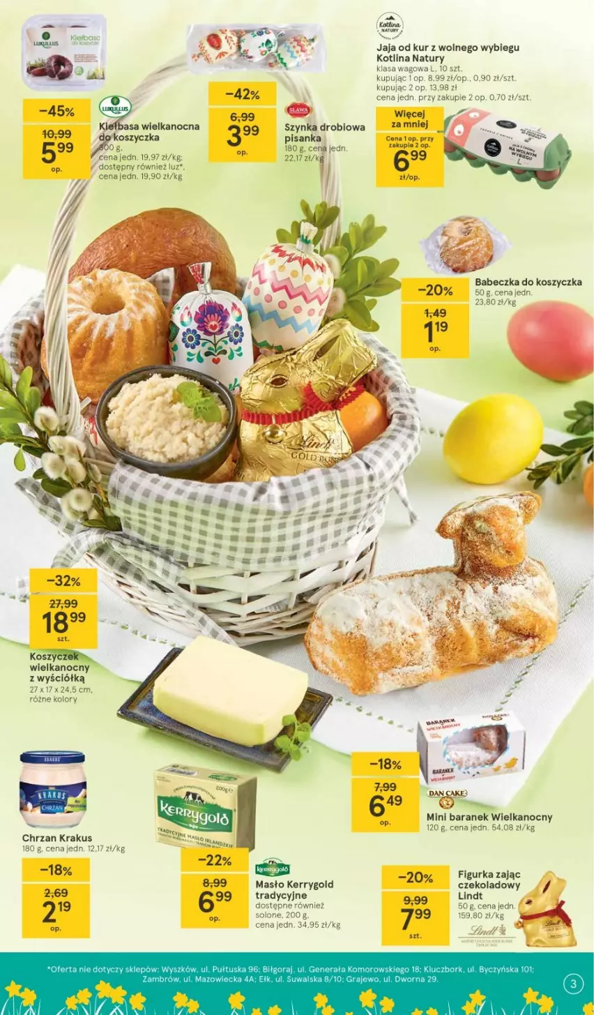 Gazetka promocyjna Tesco - Tesco gazetka - przyszły tydzień - ważna 25.03 do 03.04.2021 - strona 3 - produkty: Chrzan, Dan Cake, Jaja, Kosz, Kotlin, Krakus, Lindt, Masło, Szynka