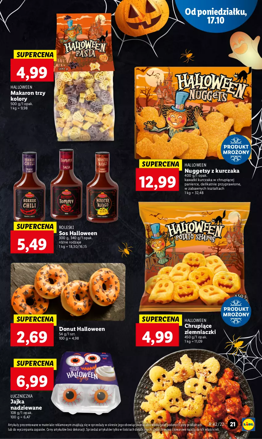 Gazetka promocyjna Lidl - GAZETKA - ważna 17.10 do 22.10.2022 - strona 23 - produkty: Donut, Kawa, Kurczak, Makaron, Sos, Znicz