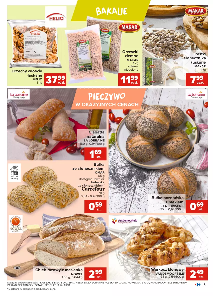 Gazetka promocyjna Carrefour - Gazetka Targi świeżości - ważna 17.05 do 24.05.2021 - strona 3 - produkty: Bułka, Chleb, Ciabatta, Helio, Koc, Orzechy włoskie, Orzeszki, Orzeszki ziemne, Piec, Pieczywo