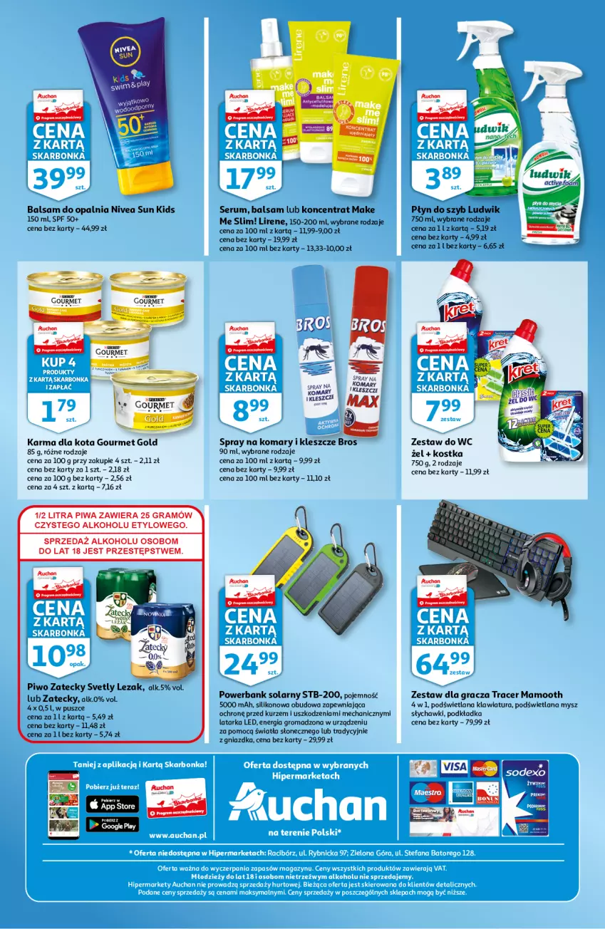 Gazetka promocyjna Auchan - Skarbonka #25 - ważna 24.06 do 30.06.2021 - strona 4 - produkty: Acer, Gourmet Gold, Gra, Klawiatura, LANA, Latarka, Latarka LED, Lirene, Ludwik, Mysz, Nivea, Piwa, Piwo, Płyn do szyb, Podkład, Podkładka, Powerbank, Rum, Ser, Serum, Tarka, Zestaw do wc