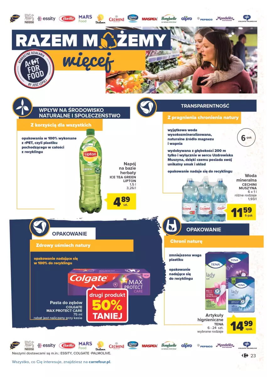 Gazetka promocyjna Carrefour - Gazetka Produkty Carrefour w mądrej cenie - ważna 06.09 do 17.09.2022 - strona 23 - produkty: Bonduelle, Colgate, Ice tea, LANA, LG, Lipton, Lisner, Magnez, Mars, Mus, Napój, Palmolive, Pasta do zębów, Pepsi, Ser, Sok, Szyna, Waga, Woda