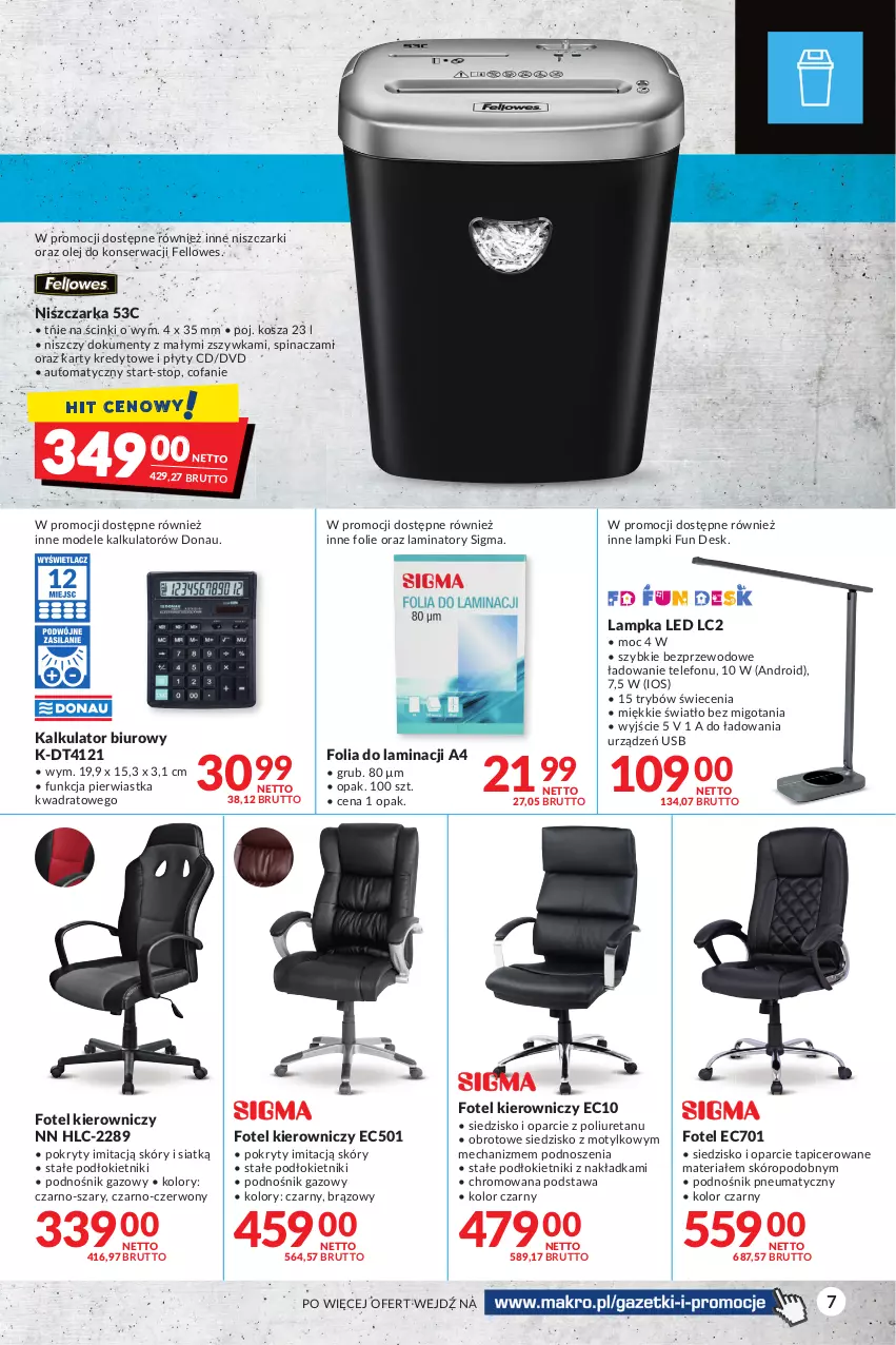 Gazetka promocyjna Makro - [Oferta specjalna] Biuro - ważna 04.05 do 16.05.2022 - strona 7 - produkty: Biuro, Fa, Fotel, Kosz, Niszczarka, Olej, Ser, Siedzisko, Telefon, Top