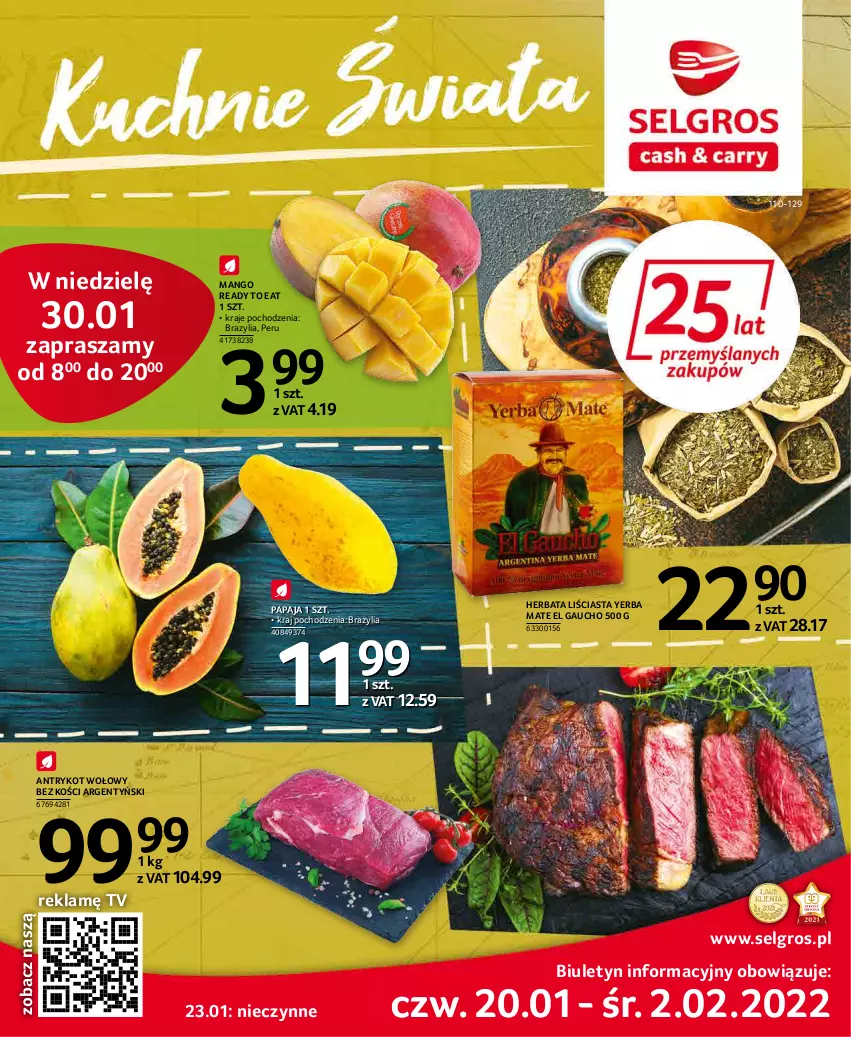 Gazetka promocyjna Selgros - Katalog Kuchnie Świata - ważna 20.01 do 02.02.2022 - strona 1 - produkty: Antrykot wołowy, Herbata, LG, Mango, Papaja