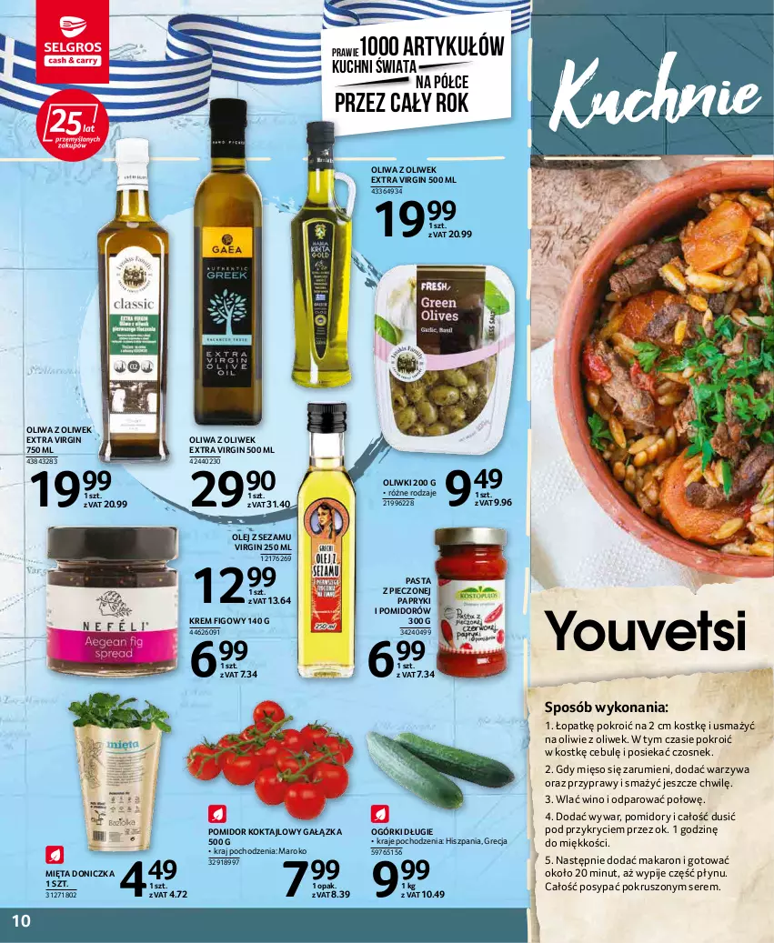 Gazetka promocyjna Selgros - Katalog Kuchnie Świata - ważna 20.01 do 02.02.2022 - strona 10 - produkty: Czosnek, Gin, Makaron, Mięso, Mięta, Olej, Oliwa z oliwek, Oliwki, Piec, Pomidory, Przyprawy, Rum, Ser, Sezam, Warzywa, Wino