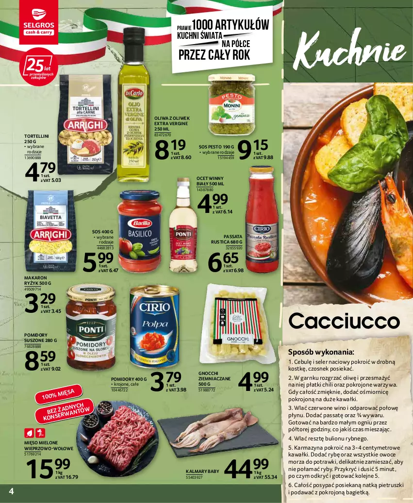 Gazetka promocyjna Selgros - Katalog Kuchnie Świata - ważna 20.01 do 02.02.2022 - strona 4 - produkty: Bulion, Czosnek, Gin, Gnocchi, Kalmar, Kalmary, Kawa, Lion, Makaron, Metro, Mięso, Mięso mielone, Ocet, Olej, Oliwa z oliwek, Owoce, Owoce morza, Pesto, Pomidory, Rust, Ryż, Seler naciowy, Sos, Warzywa, Wino