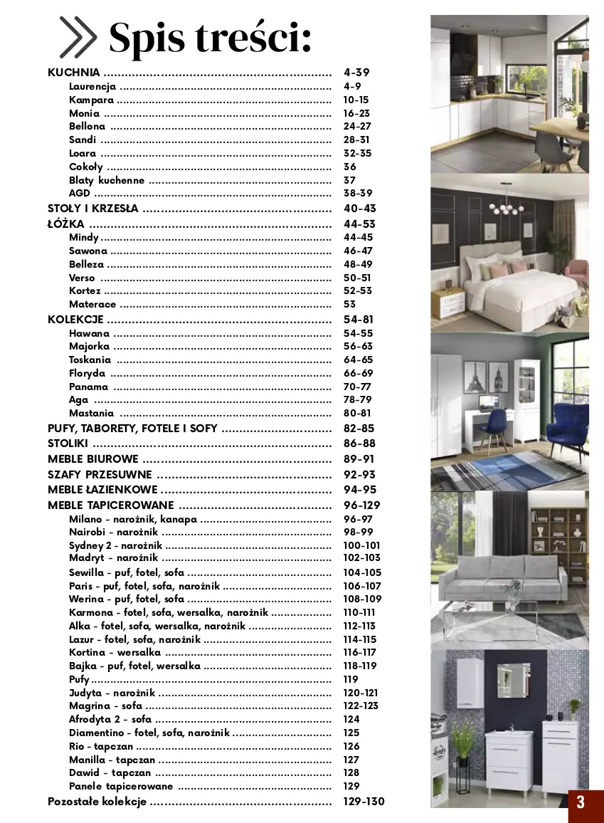 Gazetka promocyjna Bodzio - ważna 01.10 do 31.12.2023 - strona 3 - produkty: Bell, Biuro, Fa, Fotel, Kanapa, Kuchnia, Laur, Lazur, Materac, Meble, Meble biurowe, Meble łazienkowe, Narożnik, Orka, Puf, Sofa, Stolik, Szafy przesuwne, Taboret, Tera, Wersalka