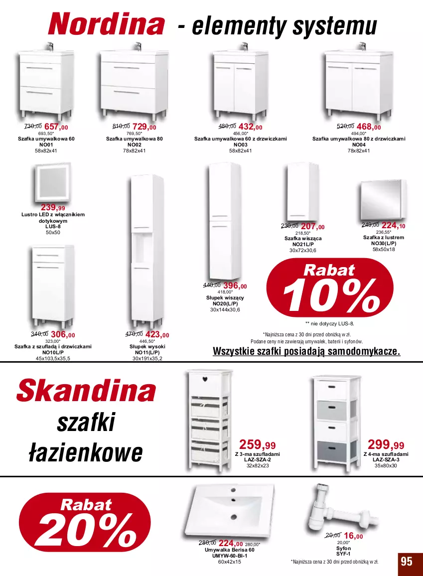 Gazetka promocyjna Bodzio - ważna 01.10 do 31.12.2023 - strona 95 - produkty: Drzwi, Lustro, Lustro LED, Słupek, Słupek wiszący, Słupek wysoki, Sok, Syfon, Szafka, Szafka umywalkowa, Szafka z lustrem, Umywalka