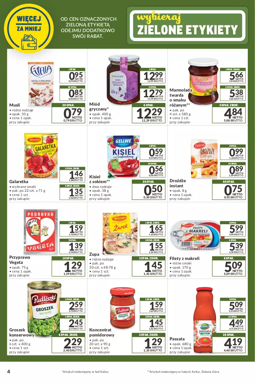 Gazetka promocyjna Makro - [Oferta promocyjna] Kupuj więcej płać mniej - ważna 08.02 do 07.03.2022 - strona 4 - produkty: Drożdże, Gala, Galaretka, Groszek, Gry, Kisiel, Koncentrat pomidorowy, Marmolada, Miód, Mola, Mus, Róża, Ser, Sok, Vegeta, Zupa