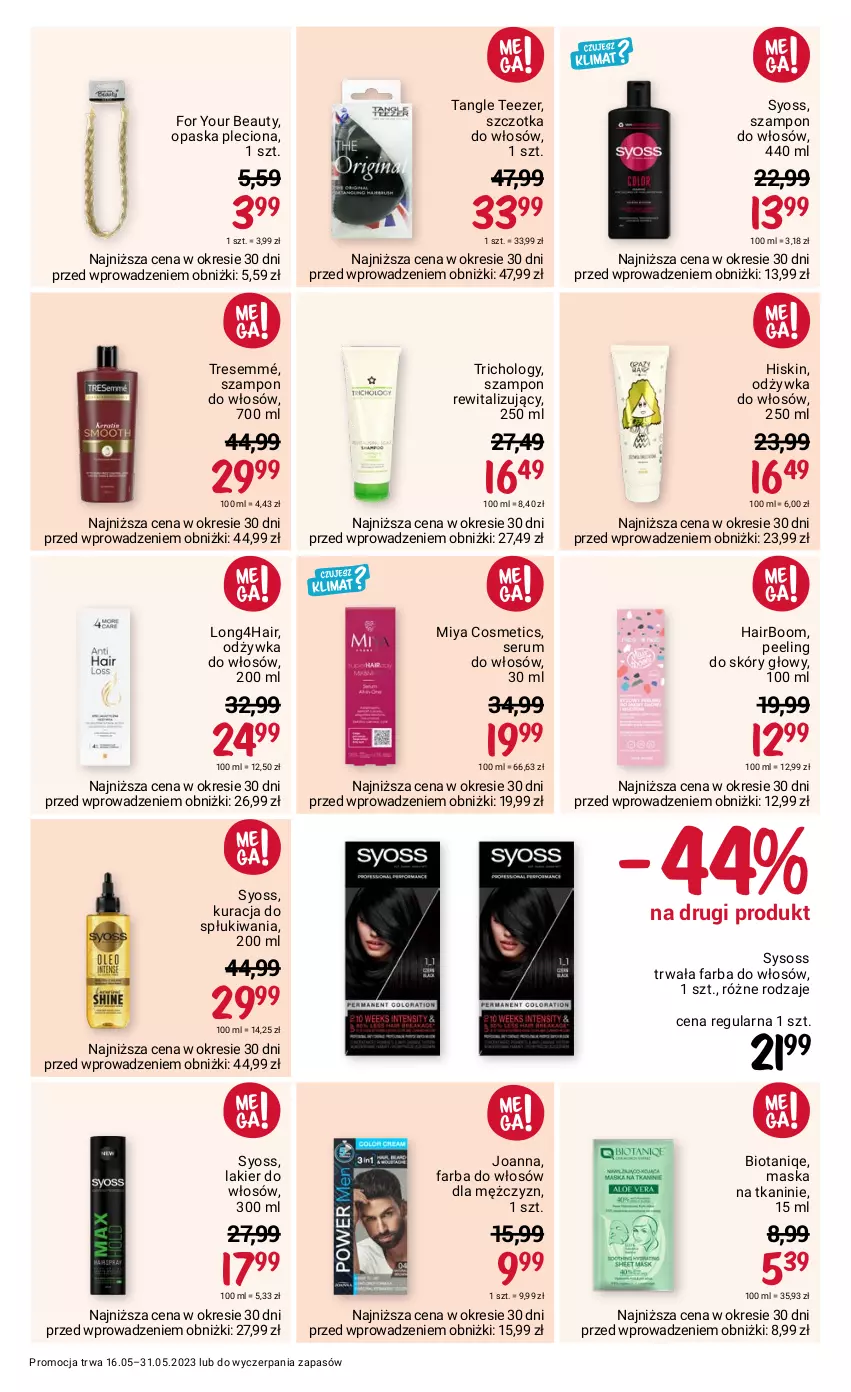 Gazetka promocyjna Rossmann - 16 maja - ważna 16.05 do 31.05.2023 - strona 4 - produkty: Fa, Farba do włosów, For Your Beauty, Joanna, Lakier, Lakier do włosów, Maska, Miya Cosmetics, Odżywka, Opaska, Peeling, Rum, Ser, Serum, Serum do włosów, Sos, Syoss, Szampon, Szczotka, Szczotka do włosów, Tangle Teezer