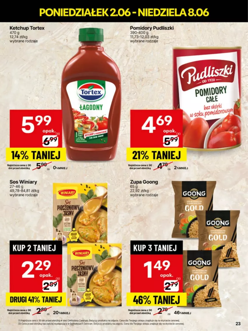Gazetka promocyjna Delikatesy Centrum - Franczyza DC23 Poniedziałek - ważna 02.06 do 08.06.2025 - strona 23 - produkty: Ketchup, Piec, Pomidory, Pudliszki, Rum, Sos, Winiary, Zupa
