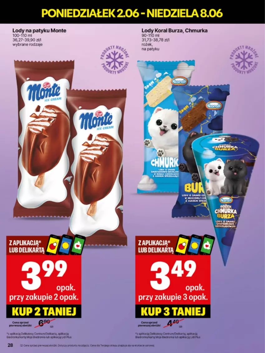 Gazetka promocyjna Delikatesy Centrum - Franczyza DC23 Poniedziałek - ważna 02.06 do 08.06.2025 - strona 28 - produkty: Dron, Lody, Monte, Oral B, Rum