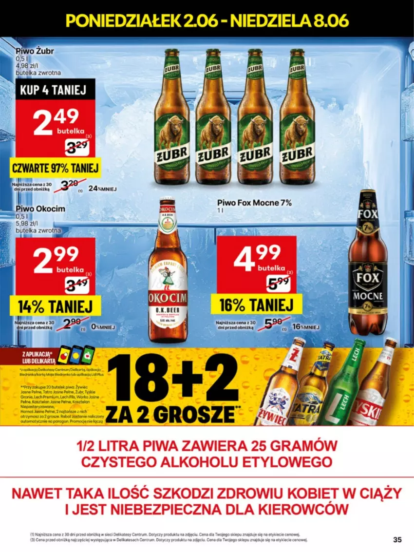 Gazetka promocyjna Delikatesy Centrum - Franczyza DC23 Poniedziałek - ważna 02.06 do 08.06.2025 - strona 35 - produkty: Gra, Koc, Okocim, Piec, Piwa, Piwo