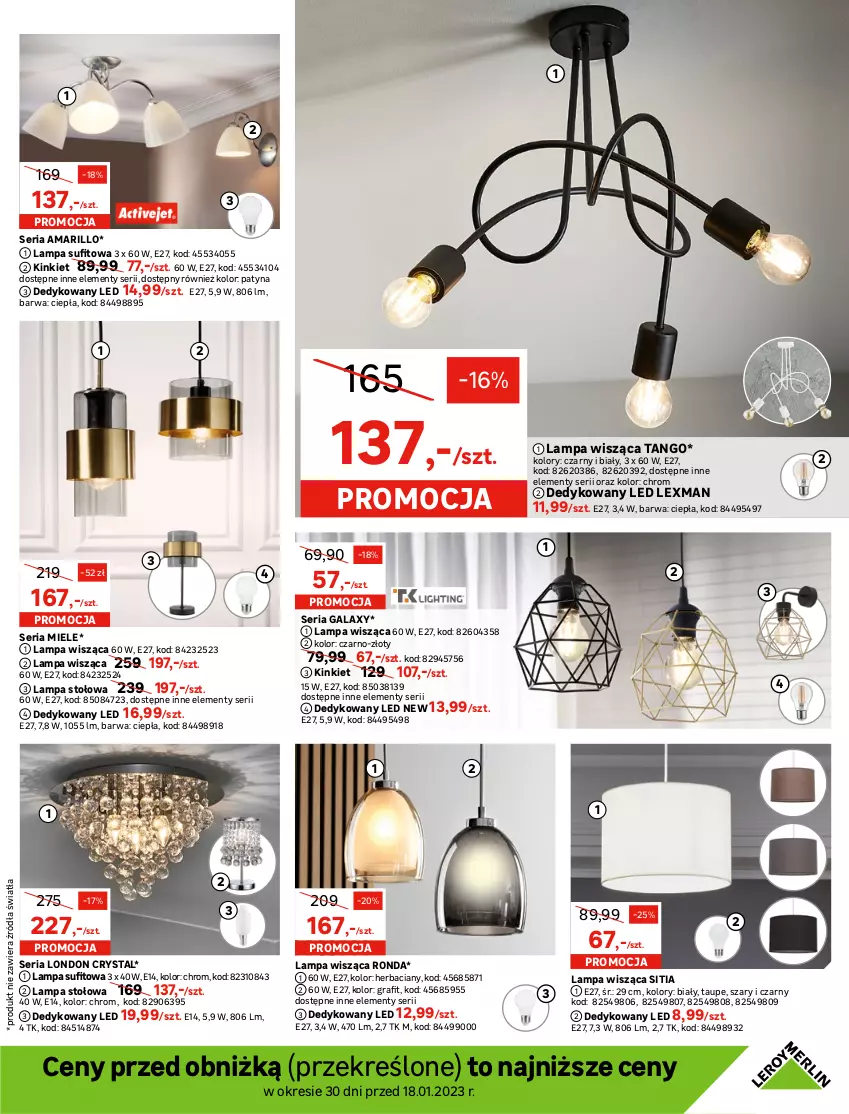 Gazetka promocyjna Leroy Merlin - Gazetka Leroy Merlin - ważna 18.01 do 07.02.2023 - strona 13 - produkty: Gala, Gra, Lampa, Lampa stołowa, Lampa sufitowa, Lampa wisząca, Listwa, Plafon, Por, Przewód, Reflektor, Ser, Silan, Sport, Top, Tran