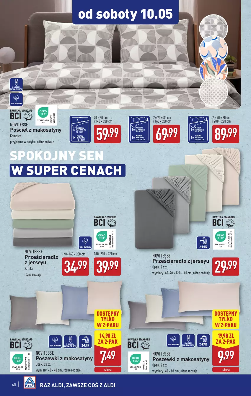 Gazetka promocyjna Aldi - Pełna oferta - ważna 05.05 do 09.05.2025 - strona 40 - produkty: Pościel, Poszewka, Prześcieradło, Wełna