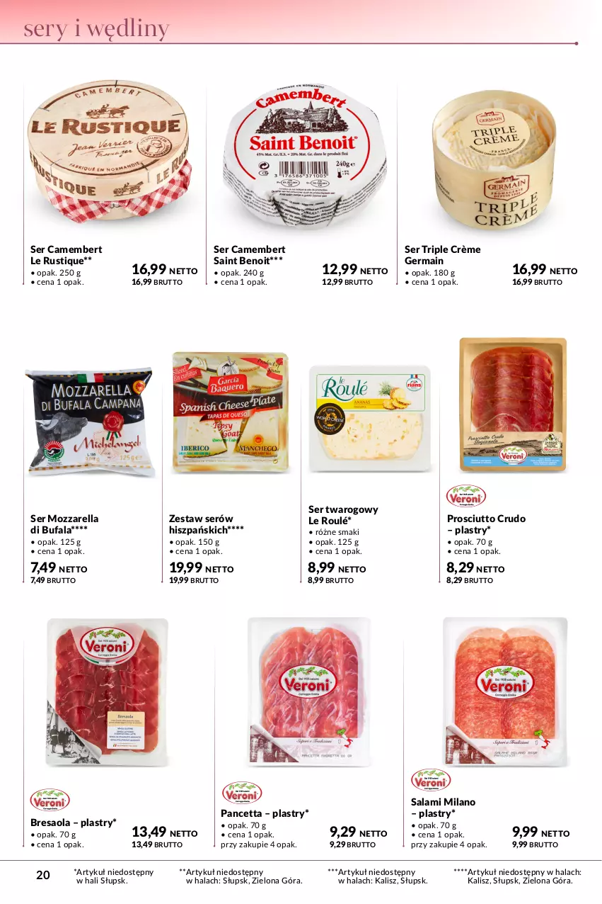 Gazetka promocyjna Makro - Katalog Wina, sery, antipasti - oferta z alkoholem - ważna 05.09 do 18.09.2023 - strona 20 - produkty: Bresaola, Camembert, Fa, Mozzarella, Prosciutto, Rust, Salami, Ser, Ser twarogowy