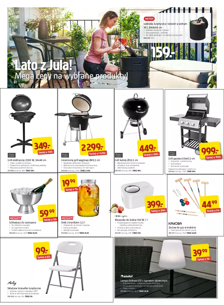 Gazetka promocyjna Jula - Gazetka - ważna 10.06 do 26.06.2022 - strona 8 - produkty: Gra, Grill, Grill gazowy, Gry, Lakier, Lampa, Lampa stołowa, Lodówka, Maszynka, Pojemnik, Siedzisko, Stojak, Szynka, Taboret, Tera, Termometr, Top, Uchwyty