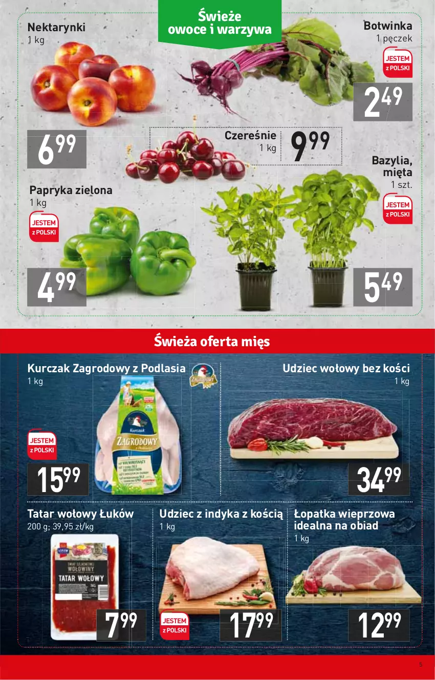 Gazetka promocyjna Stokrotka - Supermarket - ważna 07.07 do 13.07.2022 - strona 5 - produkty: Bazyl, Bazylia, Inka, Kurczak, Mięta, Nektar, Papryka, Tatar wołowy, Udziec wołowy, Udziec z indyka