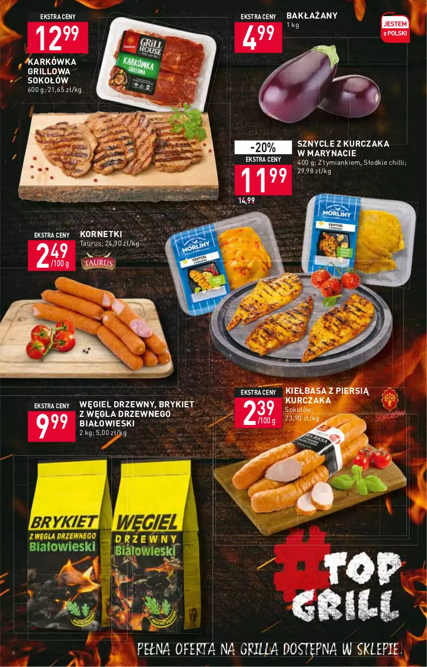 Gazetka promocyjna Stokrotka - Supermarket - ważna 07.07 do 13.07.2022 - strona 6 - produkty: Grill, Kiełbasa, Kurczak, Sok, Sokołów, Węgiel drzewny