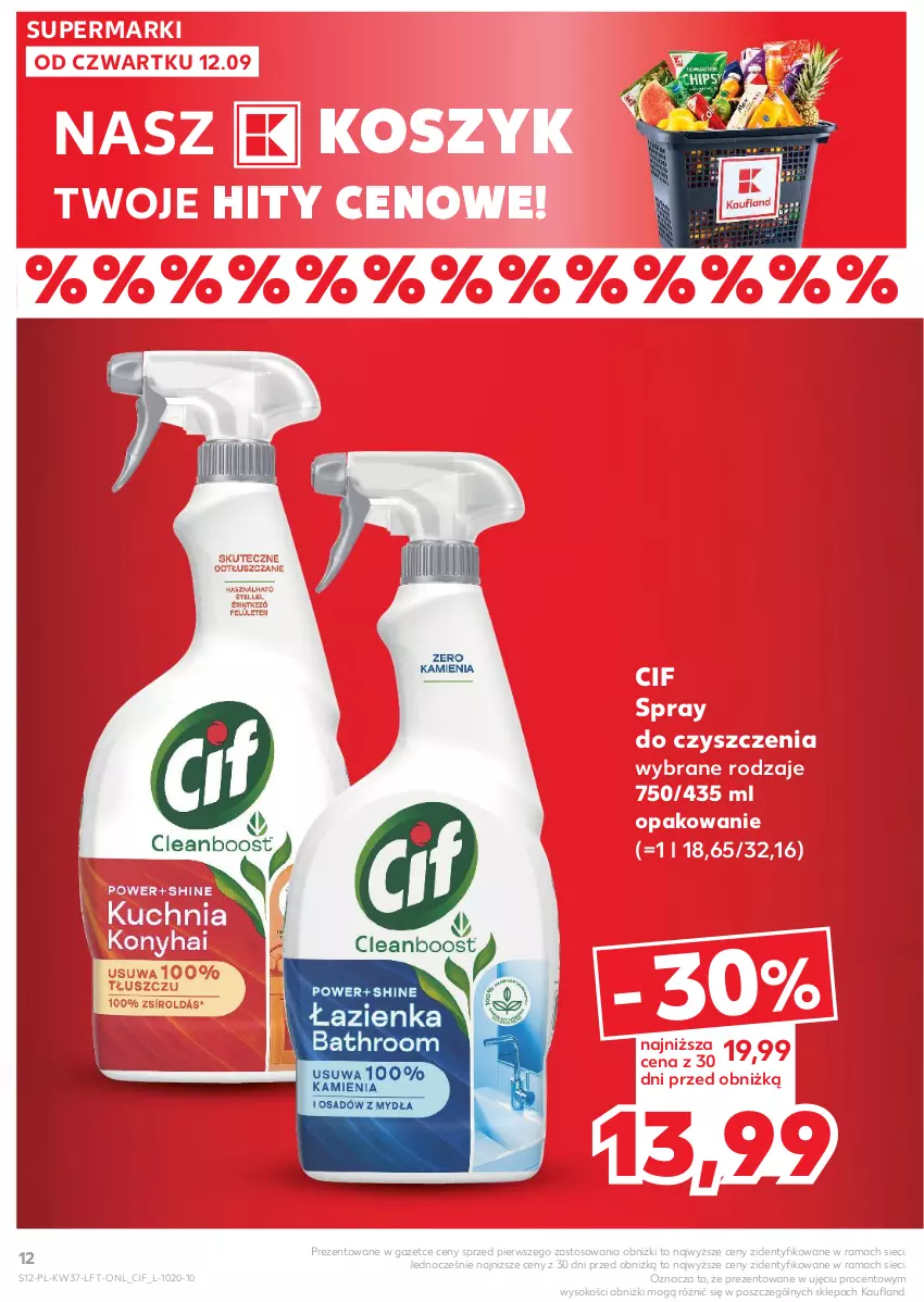 Gazetka promocyjna Kaufland - Gazetka tygodnia - ważna 12.09 do 18.09.2024 - strona 12 - produkty: Cif, Kosz, Rama, Sok, Spray do czyszczenia