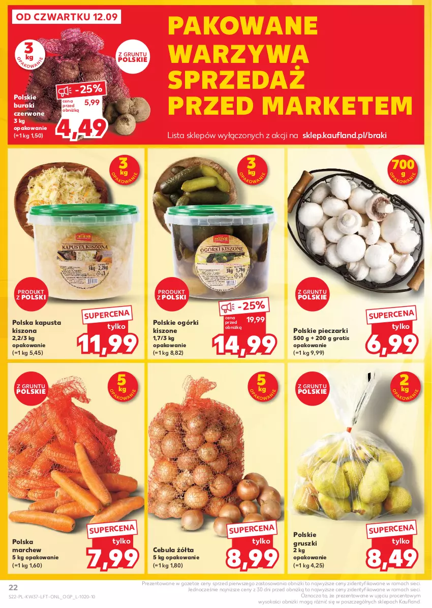 Gazetka promocyjna Kaufland - Gazetka tygodnia - ważna 12.09 do 18.09.2024 - strona 22 - produkty: Buraki, Cebula, Gra, Grunt, Gruszki, Piec, Rama, Sok, Warzywa