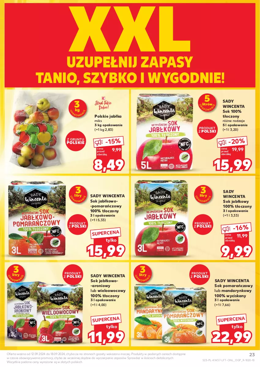 Gazetka promocyjna Kaufland - Gazetka tygodnia - ważna 12.09 do 18.09.2024 - strona 23 - produkty: Grunt, Jabłka, Sok, Sok jabłkowy, Sok pomarańczowy