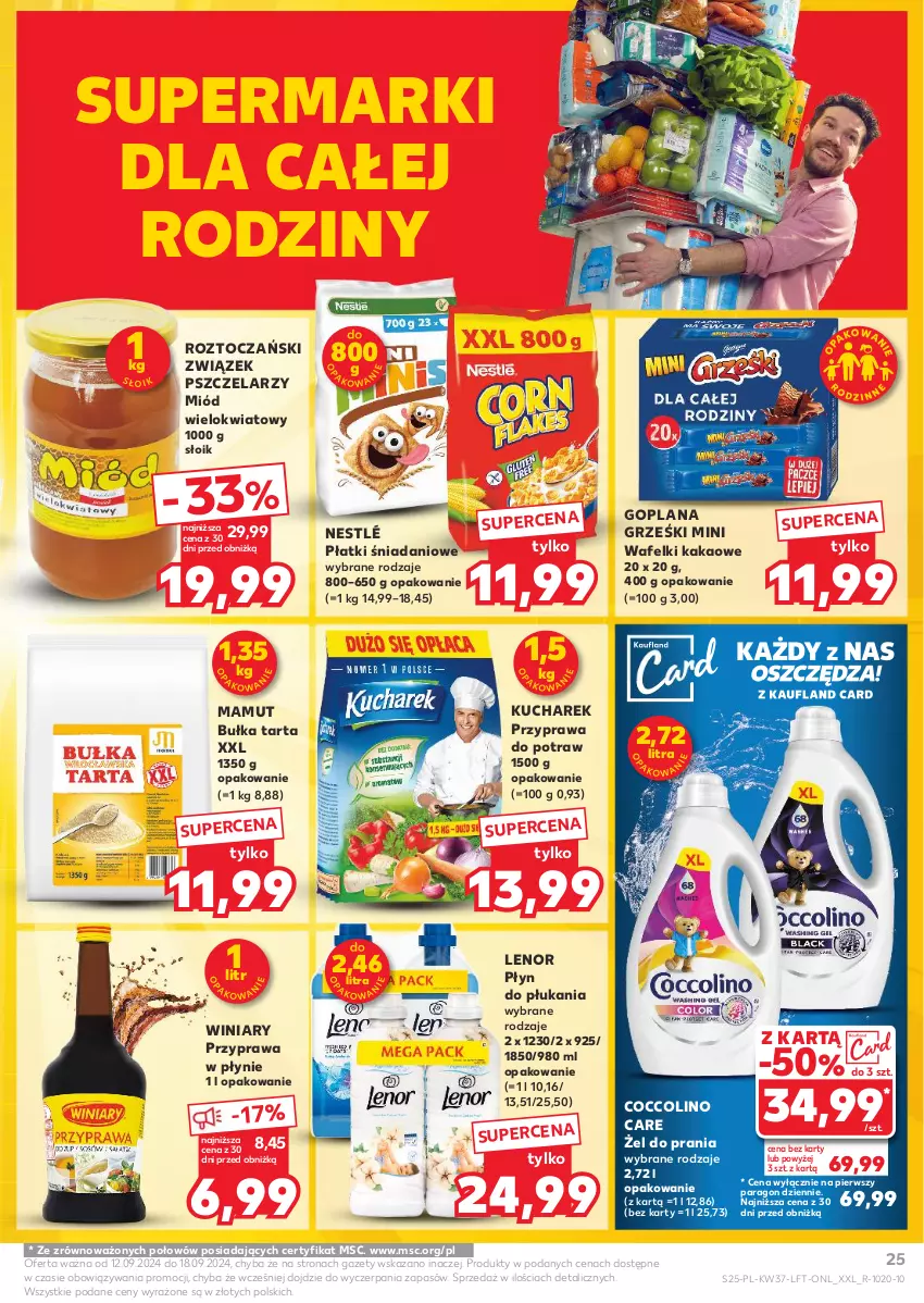 Gazetka promocyjna Kaufland - Gazetka tygodnia - ważna 12.09 do 18.09.2024 - strona 25 - produkty: Bułka, Bułka tarta, Coccolino, Danio, Goplana, Grześki, Kakao, Kucharek, LANA, Lenor, Miód, Nestlé, Płyn do płukania, Przyprawa do potraw, Przyprawa w płynie, Tarta, Winiary