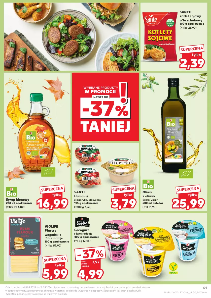 Gazetka promocyjna Kaufland - Gazetka tygodnia - ważna 12.09 do 18.09.2024 - strona 61 - produkty: Gin, Hummus, Kotlet, Mus, Oliwa z oliwek, Sante, Syrop