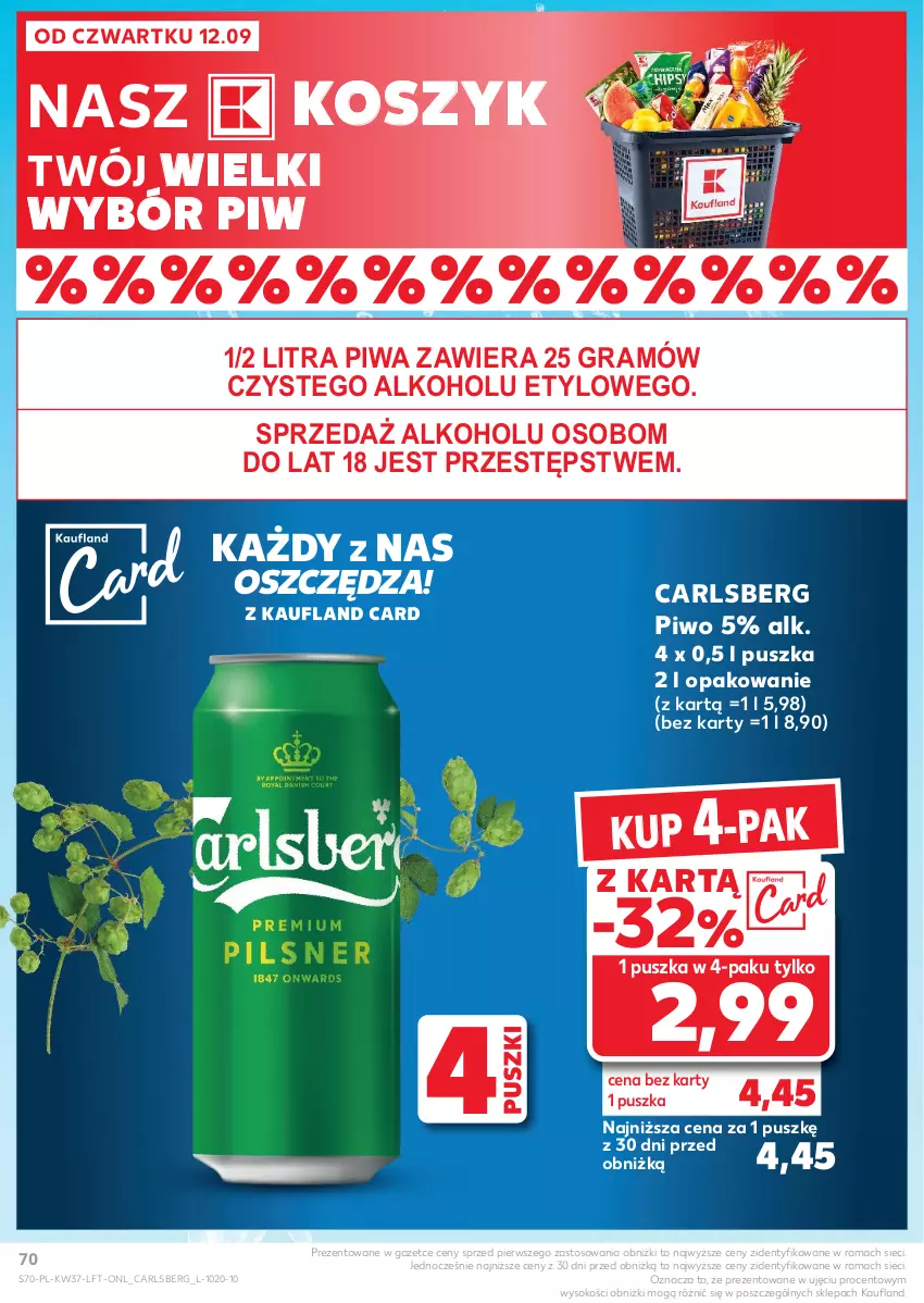 Gazetka promocyjna Kaufland - Gazetka tygodnia - ważna 12.09 do 18.09.2024 - strona 70 - produkty: Carlsberg, Gra, Kosz, Piwa, Piwo, Rama, Sok