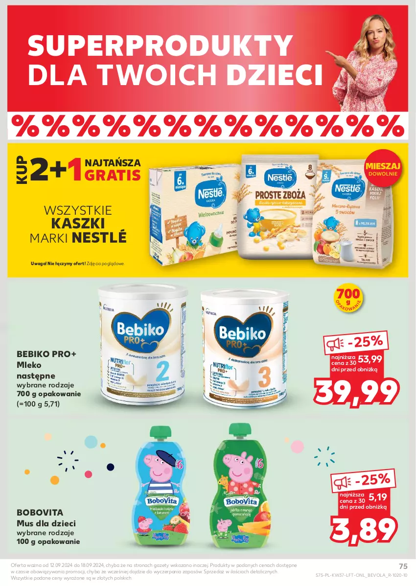 Gazetka promocyjna Kaufland - Gazetka tygodnia - ważna 12.09 do 18.09.2024 - strona 75 - produkty: Bebiko, BoboVita, Dzieci, Gra, Mleko, Mus, Nestlé, O nas, Waga