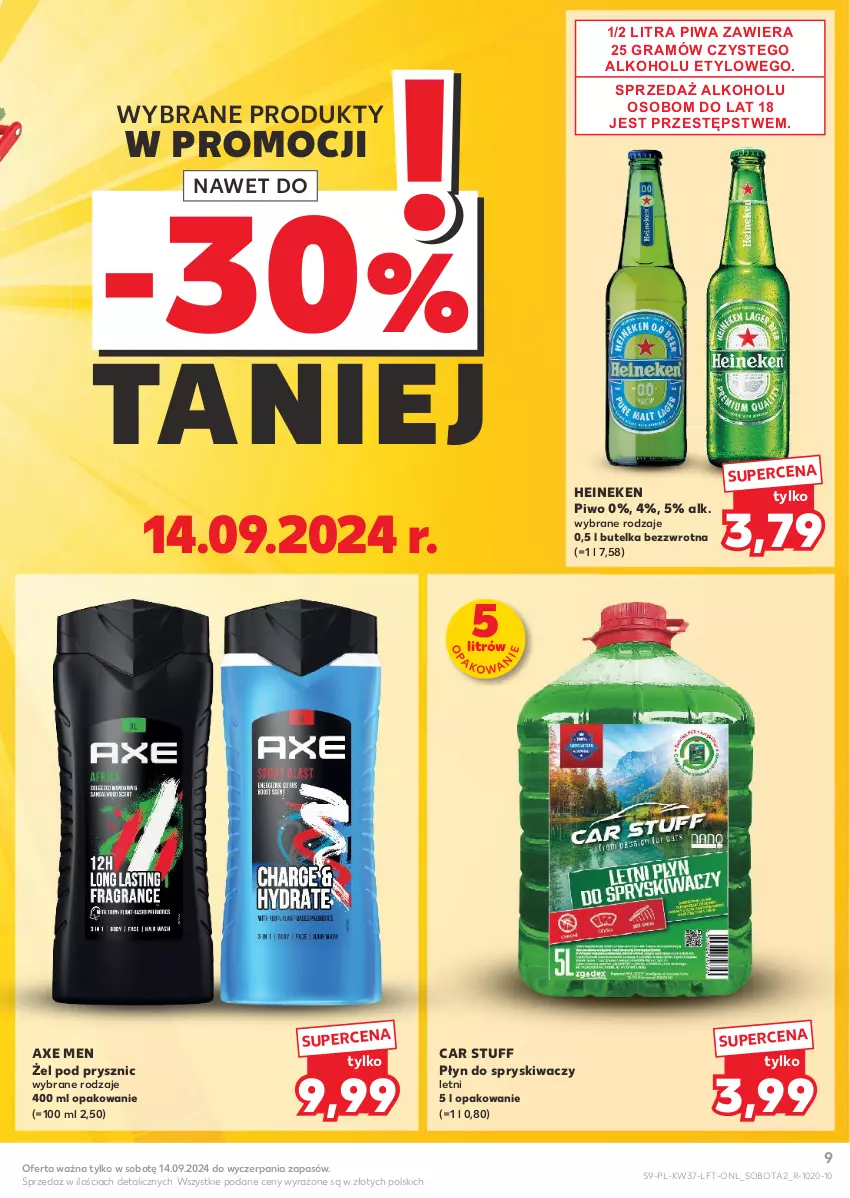 Gazetka promocyjna Kaufland - Gazetka tygodnia - ważna 12.09 do 18.09.2024 - strona 9 - produkty: Axe Men, Gra, Heineken, Piwa, Piwo, Płyn do spryskiwaczy