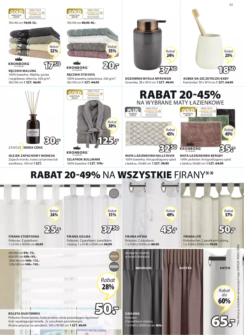 Gazetka promocyjna Jysk - Oferta tygodnia - ważna 18.05 do 31.05.2022 - strona 24 - produkty: Dozownik, Dozownik mydła, Firana, Halls, Kubek, Mata łazienkowa, Olej, Olma, Ręcznik, Roleta, Szlafrok, Wełna, Zasłona