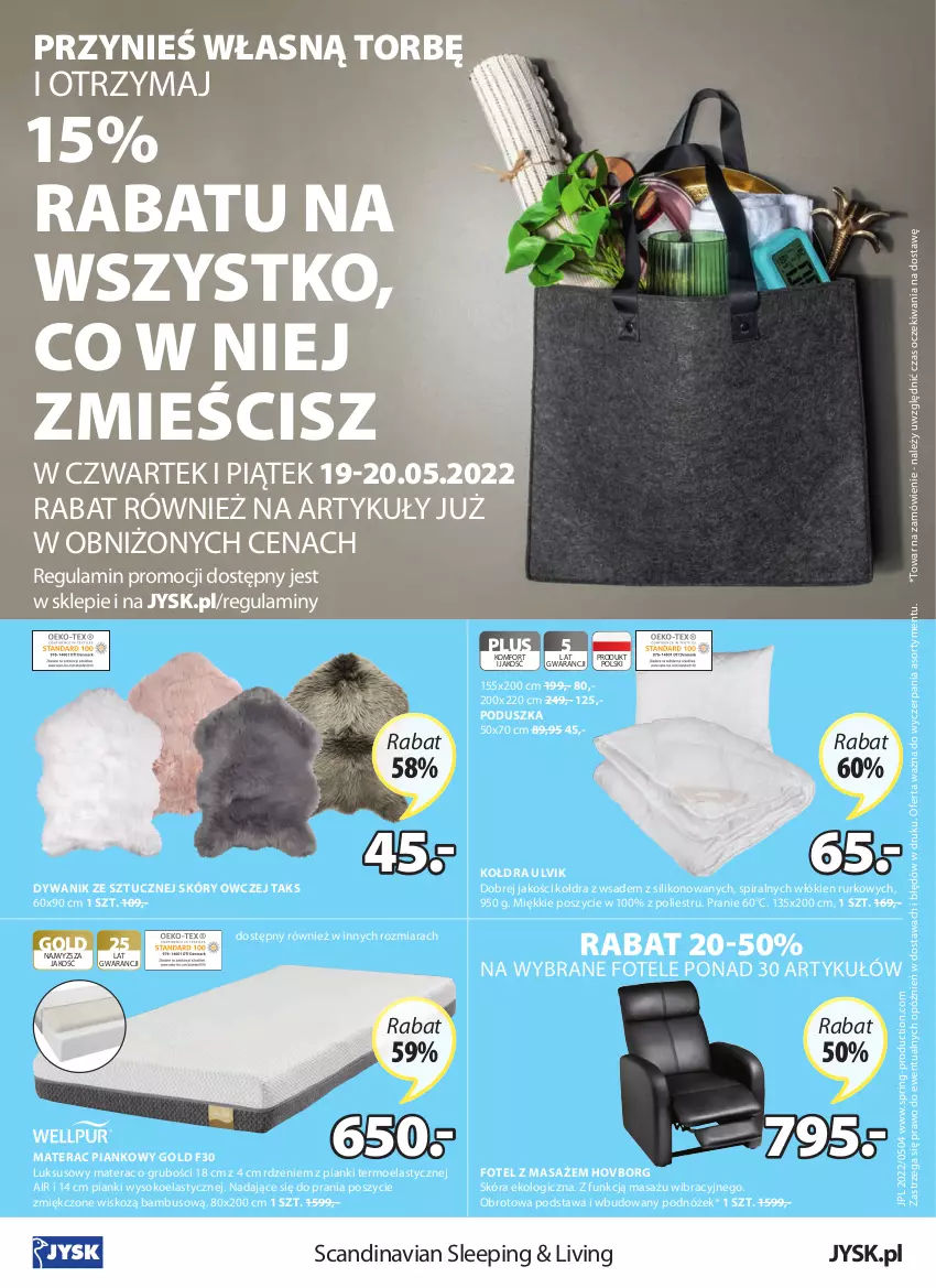 Gazetka promocyjna Jysk - Oferta tygodnia - ważna 18.05 do 31.05.2022 - strona 25 - produkty: Dywan, Dywanik, Fotel, Kołdra, Materac, Materac piankowy, Podnóżek, Poduszka, Sok, Tera