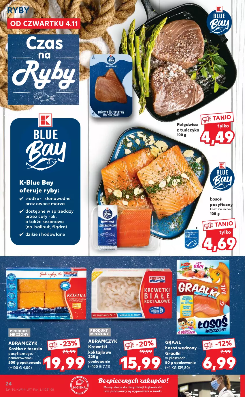 Gazetka promocyjna Kaufland - OFERTA TYGODNIA - ważna 04.11 do 09.11.2021 - strona 24 - produkty: Gra, Graal, Halibut, Krewetki, Owoce, Owoce morza, Piec, Polędwica, Sos, Tuńczyk