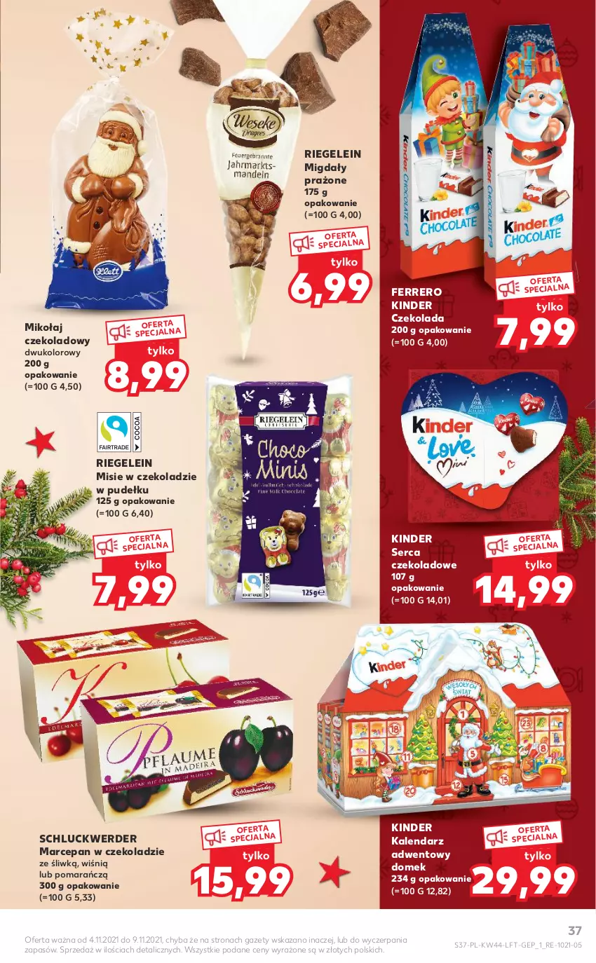 Gazetka promocyjna Kaufland - OFERTA TYGODNIA - ważna 04.11 do 09.11.2021 - strona 37 - produkty: Czekolada, Ferrero, Kalendarz, Kalendarz adwentowy, Kinder, Migdały, Ser