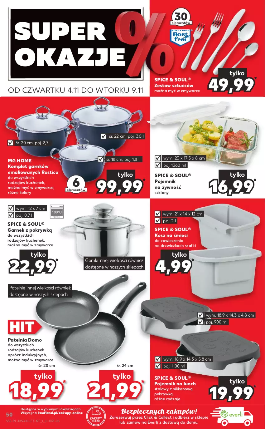 Gazetka promocyjna Kaufland - OFERTA TYGODNIA - ważna 04.11 do 09.11.2021 - strona 50 - produkty: Drzwi, Garnek, Kosz, Patelnia, Piec, Pojemnik, Pojemnik na lunch, Rust, Zestaw sztućców