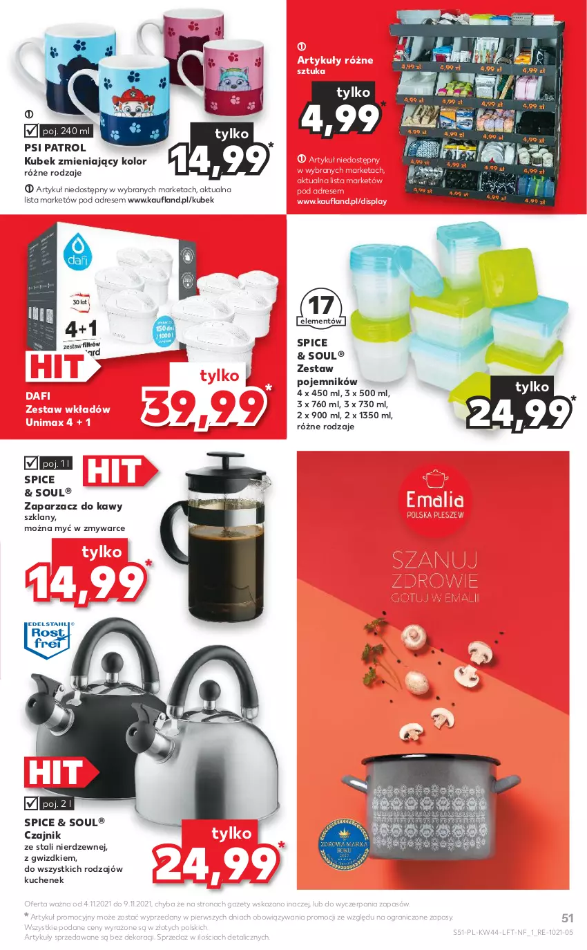 Gazetka promocyjna Kaufland - OFERTA TYGODNIA - ważna 04.11 do 09.11.2021 - strona 51 - produkty: Czajnik, Dres, Gra, Kubek, Pojemnik, Psi Patrol, Zaparzacz, Zaparzacz do kawy