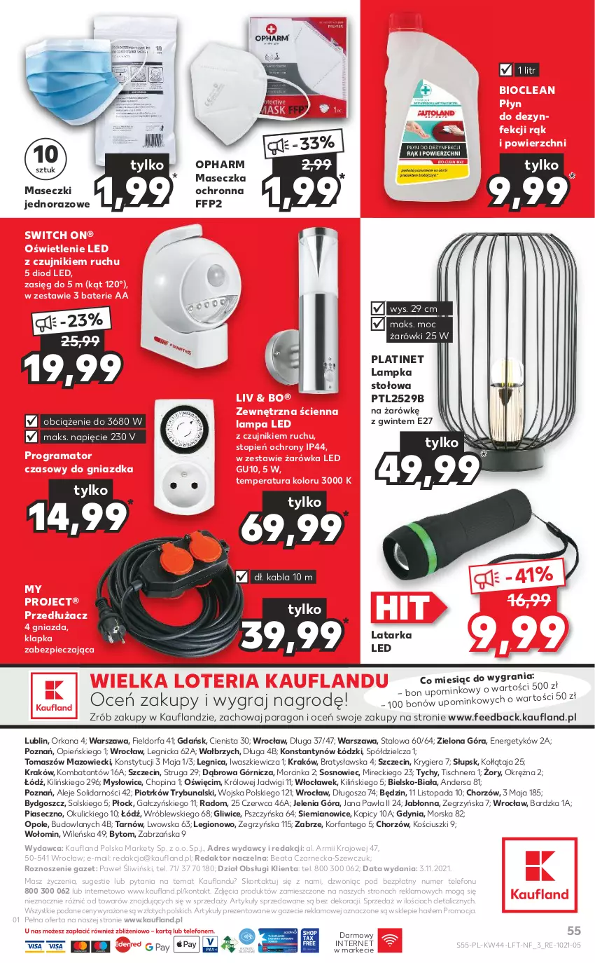 Gazetka promocyjna Kaufland - OFERTA TYGODNIA - ważna 04.11 do 09.11.2021 - strona 55 - produkty: Dres, Fa, Gra, Inka, Lampa, Lampa LED, Latarka, Latarka LED, Orka, Piec, PLATINET, Rama, Sos, Tarka, Telefon, Top