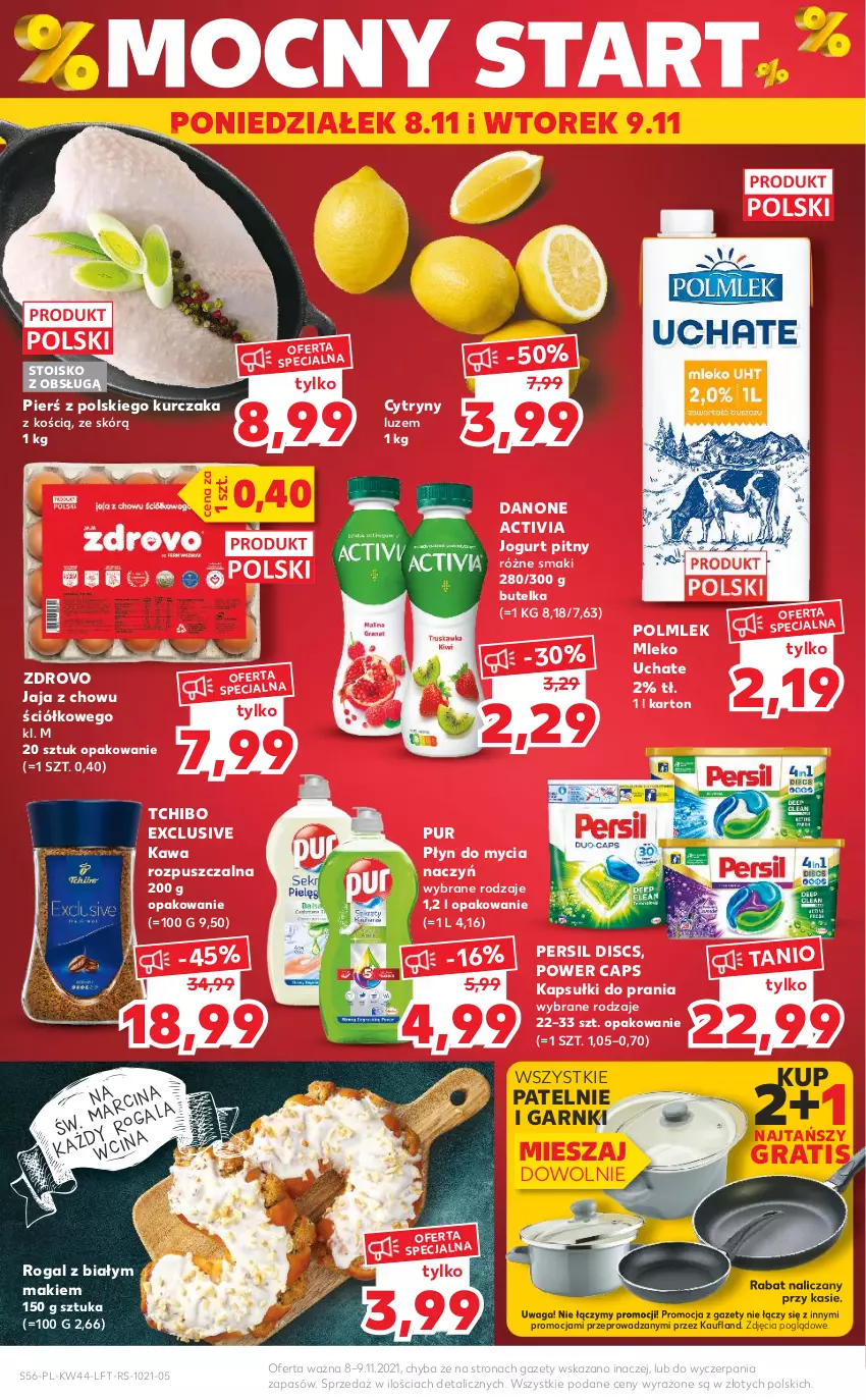 Gazetka promocyjna Kaufland - OFERTA TYGODNIA - ważna 04.11 do 09.11.2021 - strona 56 - produkty: Activia, Cytryny, Danone, Do mycia naczyń, Gra, Jaja, Jogurt, Jogurt pitny, Kapsułki do prania, Kawa, Kawa rozpuszczalna, Kurczak, Mleko, Persil, Płyn do mycia, Płyn do mycia naczyń, POLMLEK, Pur, Rogal, Tchibo, Waga