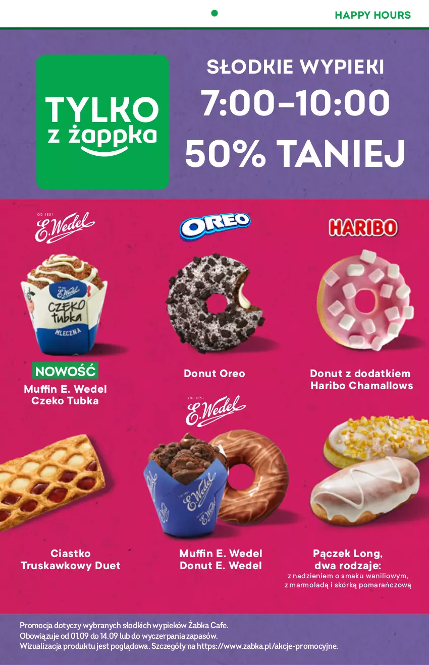 Gazetka promocyjna Żabka - ważna 01.09 do 14.09.2021 - strona 11 - produkty: Czeko tubka, Donut, E. Wedel, Hama, Haribo, Mola, Oreo, Pączek