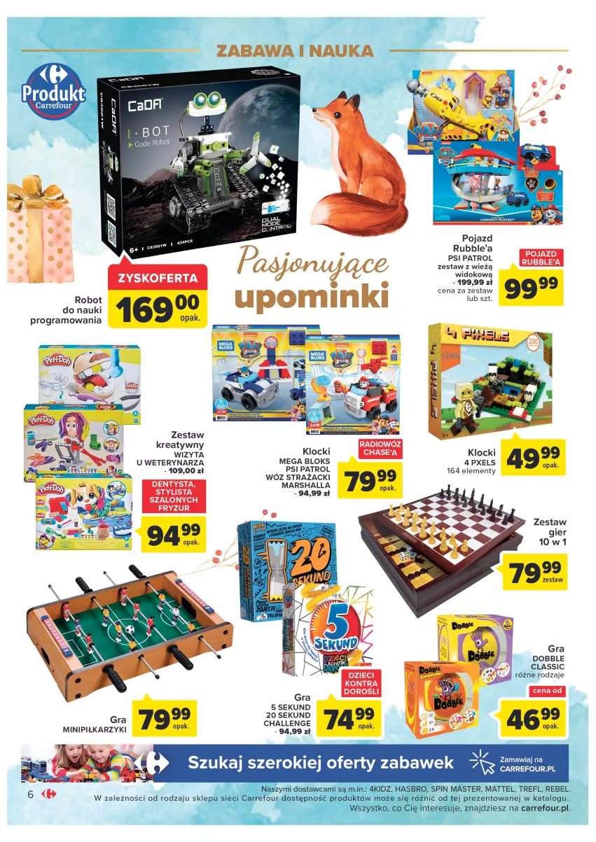 Gazetka promocyjna Carrefour - Gazetka Zabawki część 2 - ważna 29.11 do 24.12.2022 - strona 6 - produkty: 5 Sekund, Gra, Klocki, Mars, Mega Bloks, Piłkarzyki, Psi Patrol, Robot, Wóz strażacki