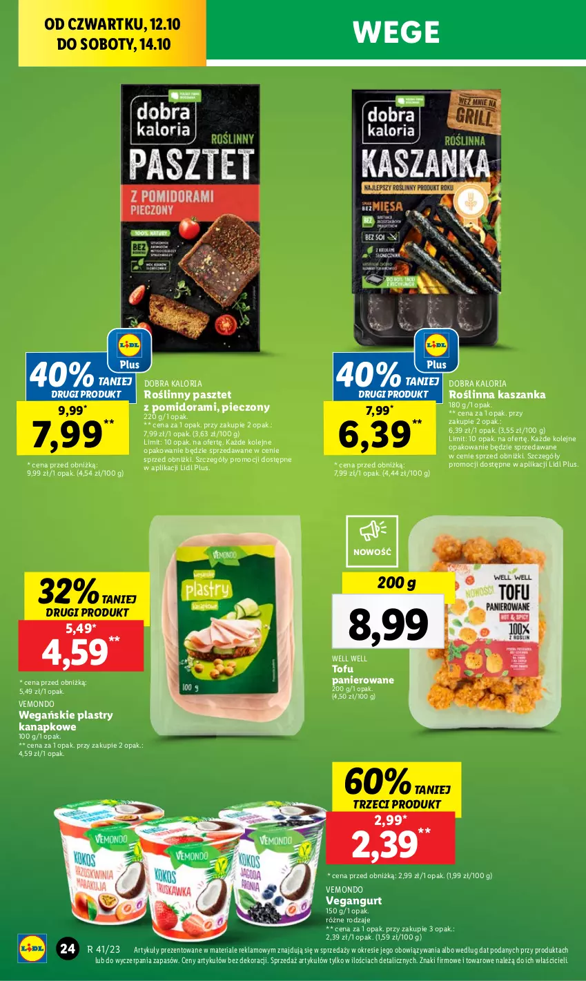 Gazetka promocyjna Lidl - GAZETKA - ważna 12.10 do 14.10.2023 - strona 34 - produkty: Kasza, Kaszanka, Olej, Pasztet, Piec, Tofu, Vegangurt