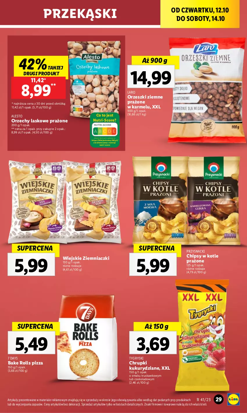 Gazetka promocyjna Lidl - GAZETKA - ważna 12.10 do 14.10.2023 - strona 39 - produkty: 7 Days, Bake Rolls, Chipsy, Chrupki, Gry, Orzeszki, Orzeszki ziemne, Pizza, Przysnacki, Wazon