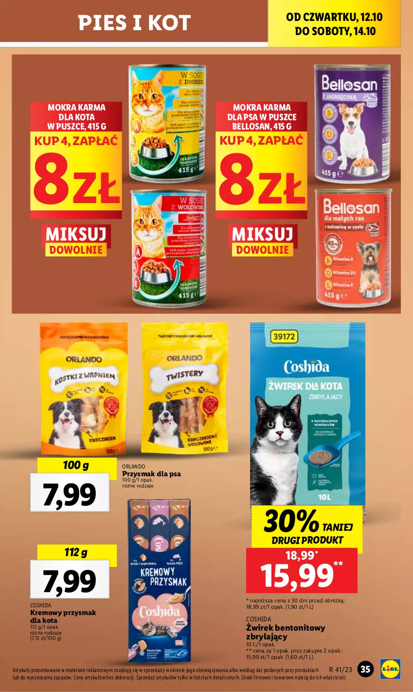 Gazetka promocyjna Lidl - GAZETKA - ważna 12.10 do 14.10.2023 - strona 45 - produkty: Bell, Mokra karma, Przysmak dla kota, Przysmak dla psa