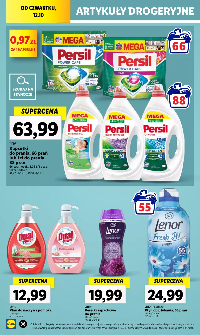 Gazetka promocyjna Lidl - GAZETKA - ważna 12.10 do 14.10.2023 - strona 46 - produkty: Kapsułki do prania, Lenor, Perełki zapachowe, Persil, Płyn do płukania