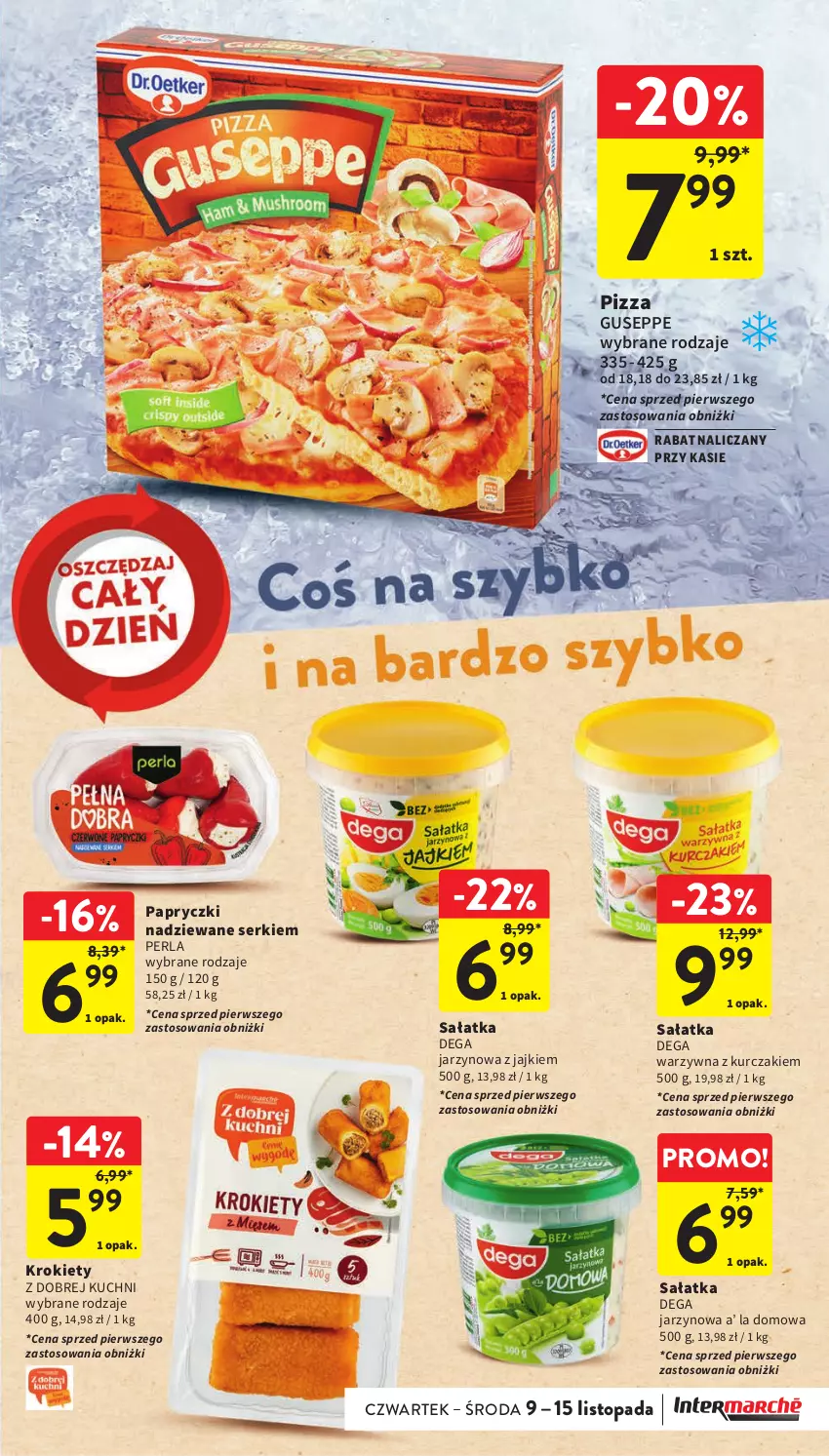 Gazetka promocyjna Intermarche - Gazetka Intermarche - ważna 09.11 do 15.11.2023 - strona 25 - produkty: Dega, Krokiety, Kurczak, Papryczki nadziewane, Pizza, Sałat, Sałatka, Ser, Top