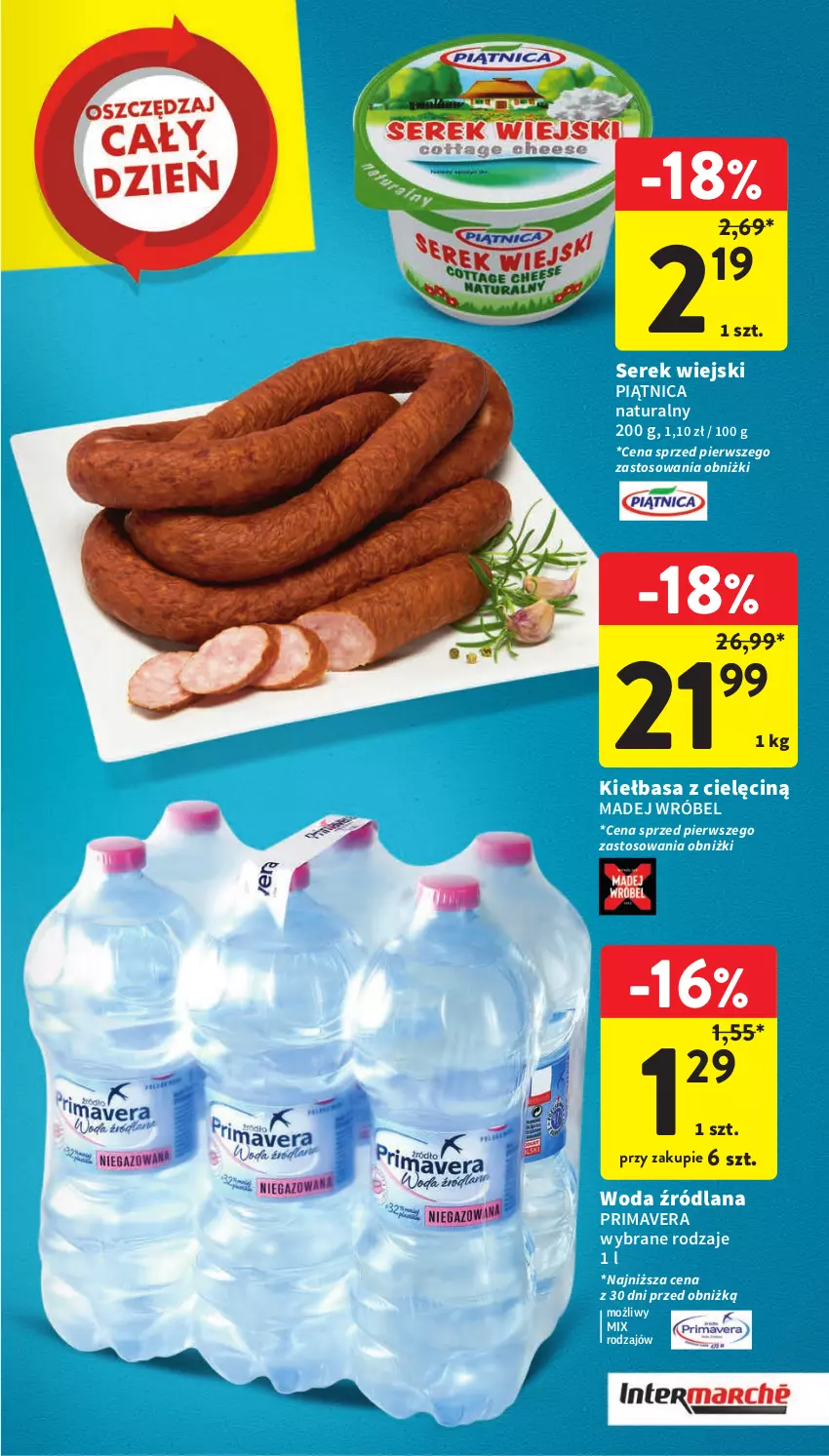 Gazetka promocyjna Intermarche - Gazetka Intermarche - ważna 09.11 do 15.11.2023 - strona 43 - produkty: Kiełbasa, LANA, Madej Wróbel, Piątnica, Prima, Primavera, Ser, Serek, Serek wiejski, Woda