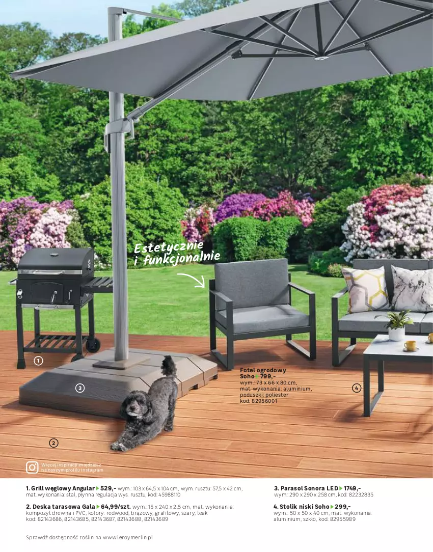 Gazetka promocyjna Leroy Merlin - Katalog ogród 2021 - ważna 04.03 do 30.06.2021 - strona 42 - produkty: Fa, Fotel, Gala, Gra, Grill, Meble, Parasol, Słupek, Sofa, Sofa narożna, Stolik, Top