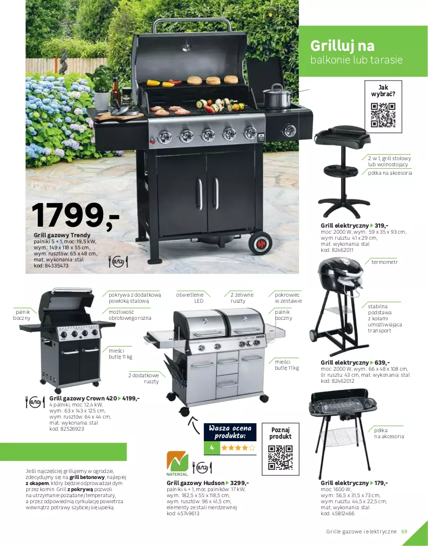 Gazetka promocyjna Leroy Merlin - Katalog ogród 2021 - ważna 04.03 do 30.06.2021 - strona 69 - produkty: Grill, Grill gazowy, Mobil, Mus, Okap, Pokrowiec, Pokrywa, Półka, Por, Sport, Termometr, Tran, Węgiel drzewny